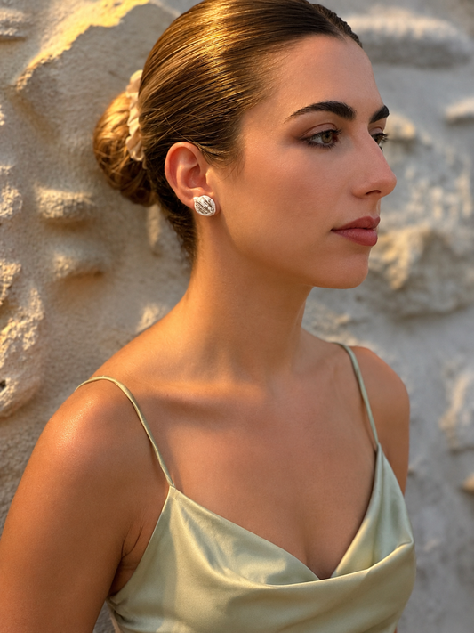 Golden Pearl Shell Studs