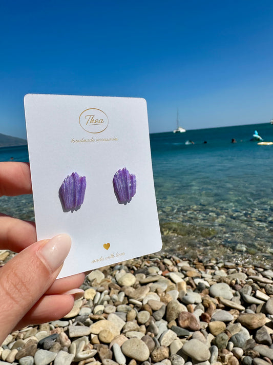 Amethyst Shell Stud Earrings