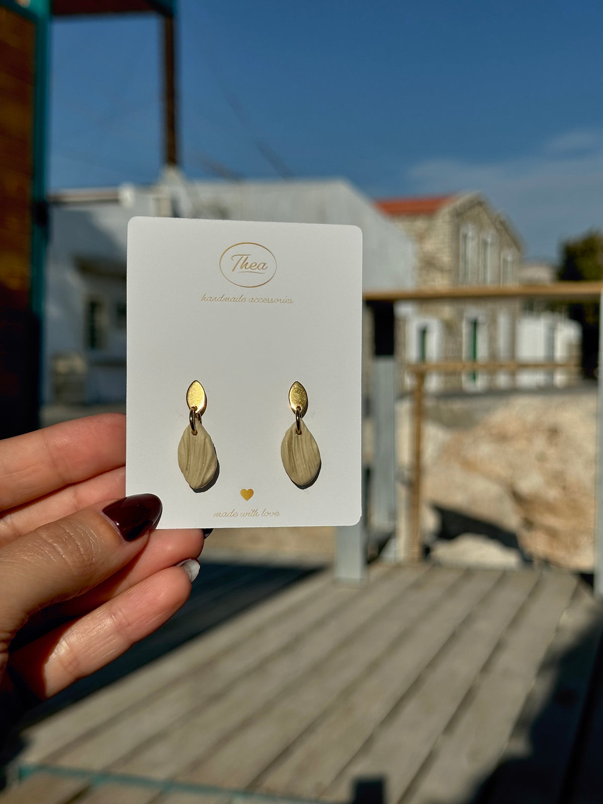 Taupe Leaf Earrings